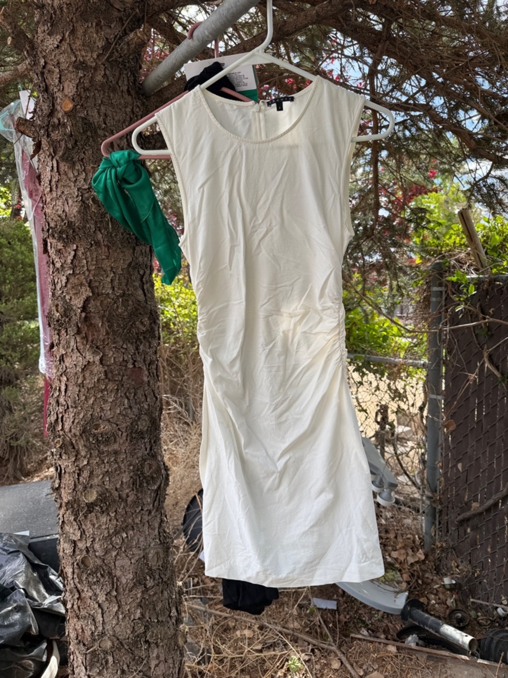 Theory Cream Sleeveless Midi Sheath Dress